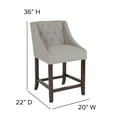 thumbnail image 6 of Flash Furniture Carmel Series 24" High Transitional Tufted Walnut Counter Height Stool with Accent Nail Trim in Light Gray Fabric, 6 of 12