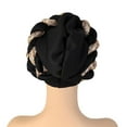 thumbnail image 4 of Clearance! Fdelink Turban Hat Winter Hats Fashion Women Beading Braid Hat Muslim Ruffle Cancer Beanie Wrap Cap Sleep Caps Satin Lined Hair Bonnets Black, 4 of 5