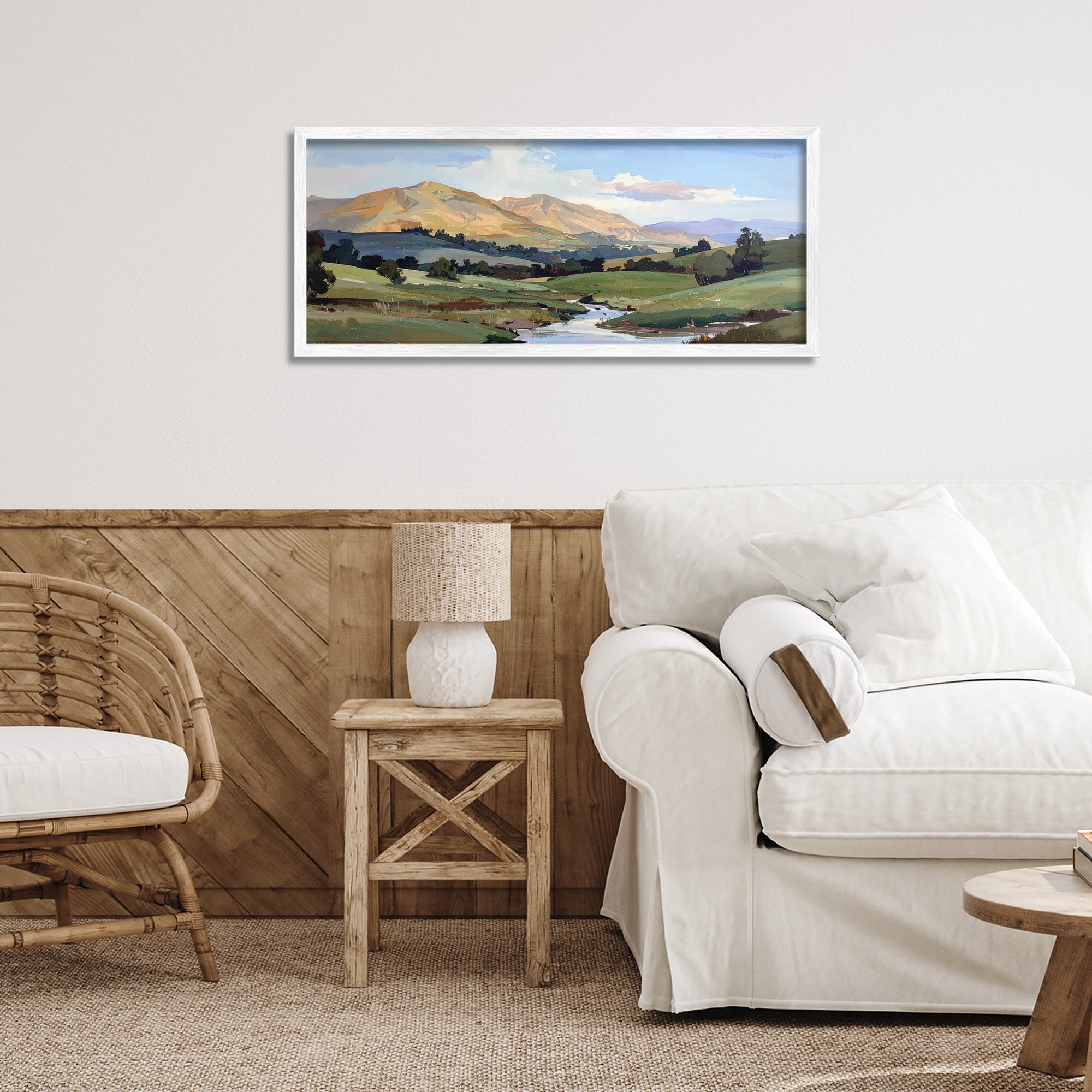 Stupell Industries Winding River Across Valley White Framed Giclee Art, design by Alonza Saunders