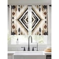 thumbnail image 3 of Boho Black Brown Semi Sheer Curtains 54 Inch Length 2 Panels Set, Vintage Geometric Southwestern Ethnic Sheer Kitchen Curtain Privacy Voile Window Curtain for Living Room Bedroom Rod Pocket Drapes, 3 of 7