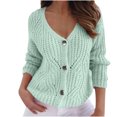 thumbnail image 2 of Lilgiuy Women's Solid Color Button Knitted Autumn And Winter Top Coat Cardigan Blouse 2022 Fall Winter, 2 of 5
