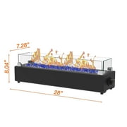 28-inch Table top Propane Fire Pit, 40,000 BTU Tabletop Gas Fire Pit Portable Fireplace for Patio, Outdoor w/Wind Glass Shield, Glass Rocks, Black