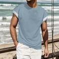 thumbnail image 2 of USNSM Casual T-Shirts for Men Cap Sleeve Round Neck Tee Summer Regular Fit Running Shirts Moisture Wicking Athletic Tops Blue XXL, 2 of 9
