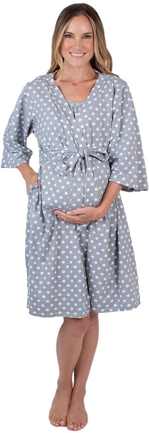 Baby Be Mine Maternity/Nursing Sleeveless Nightgown & Delivery Robe Set