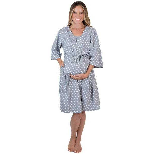 Baby Be Mine Maternity/Nursing Sleeveless Nightgown & Delivery Robe Set