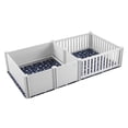thumbnail image 1 of VEVOR Boîte de Mise Bas pour Chien 93.3 x 48.4 x 18.1 Po Double Zone PVC avec Rails Tapis de Propreté, 1 of 9