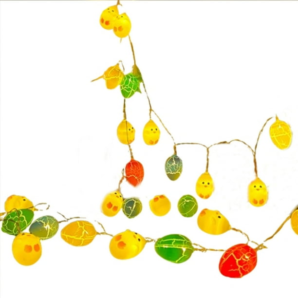 Luzes de Cuerda Al Aire Libre Decoración Del Día de Pascua Luzes de Cuerda 150cm Plástico Multicolor, Decoraciones de Pascua Al Aire Libre Pollo Amarillo Roto Pollos Coloridos Huevos Grietos Luzes