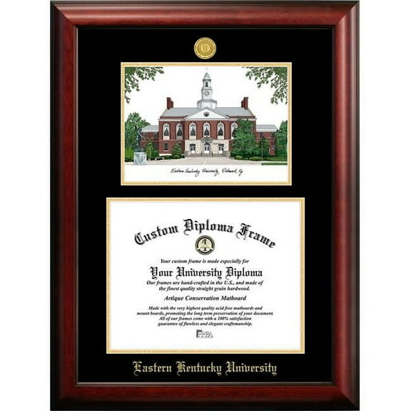 Campus Images KY999LGED-1512 12 x 15 in. Eastern Kentucky University Gold Embossed Diploma Satin Mahogany Frame with Lithograph
