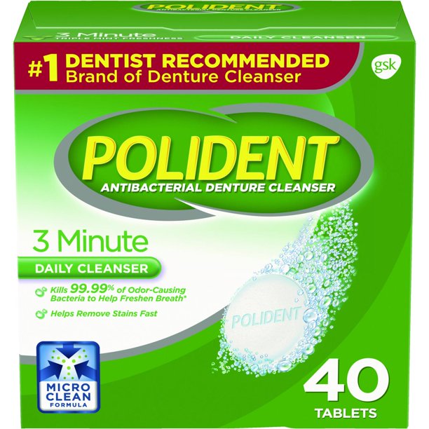 Polident 3 Minute Triple Mint Antibacterial Denture Cleanser