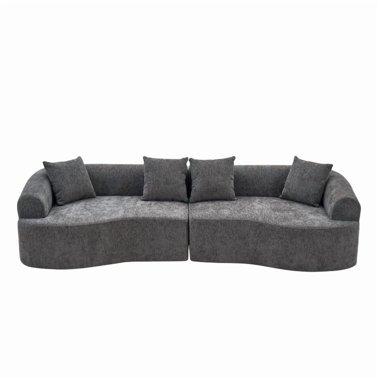 4-Seater Curved Boneless Compression Sectional Sofa, 2-Piece Modular Couch, High-Density Foam Sleeper Sofa
