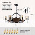 thumbnail image 4 of Kviflon 39.5 Inch Rustic Farmhouse Caged Ceiling Fan with Light, Black Vintage Industrial Chandelier Quiet DC Motor Remote for Dining Room Kitchen, 4 of 6
