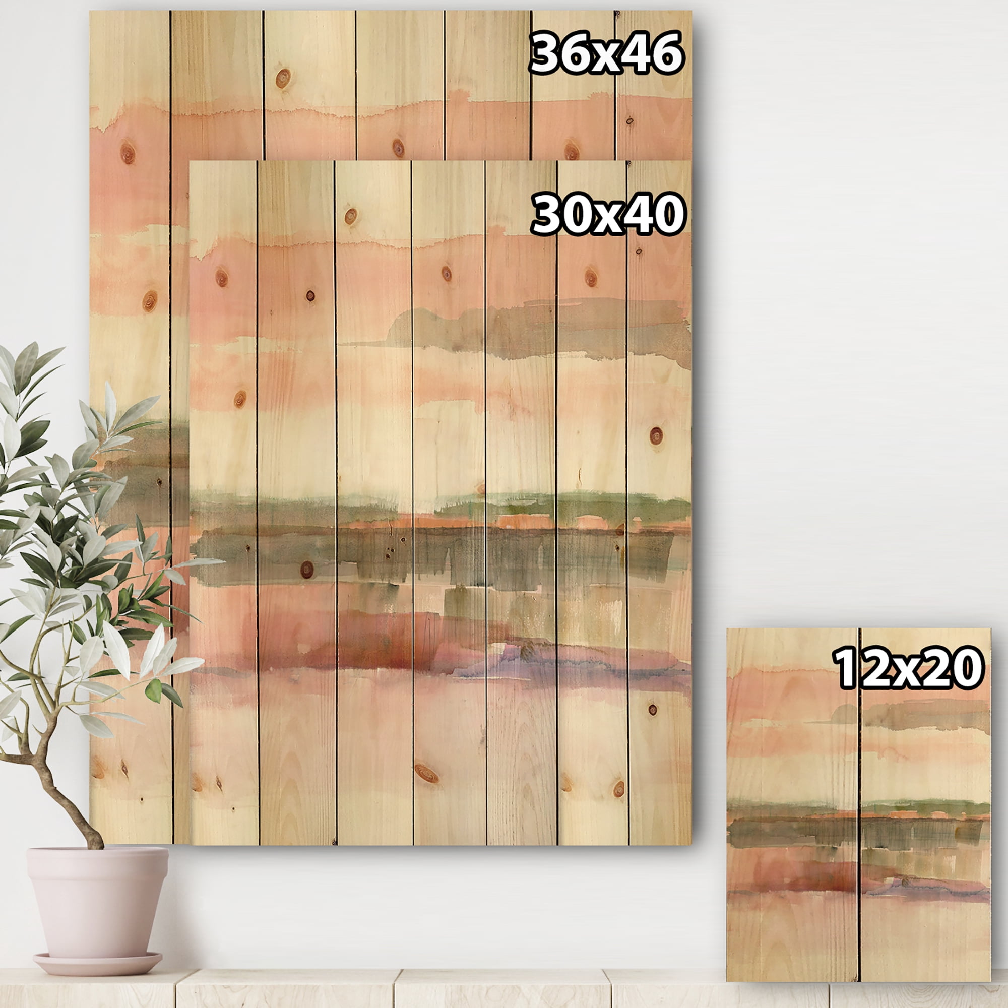 Designart 'Influence of Line and Color' Traditional Floral Print on Natural Pine Wood