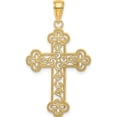 thumbnail image 1 of 14K Yellow Gold Textured And Beaded Edge Cross Charm (27.7 X 21) Made In United States k8547, 1 of 5
