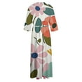 thumbnail image 5 of UTSJKR Women's Plus Size Maxi Dress 3/4 Sleeve Sundress 2024 Fashion Floral Print Button Down Lapel Neck Dress Tie Waist Pleated Loose Fit Flowy Casual Dress Multicolor S, 5 of 5