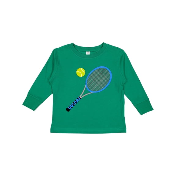 Inktastic Blue Tennis Racket and Ball Boys or Girls Long Sleeve Toddler T-Shirt