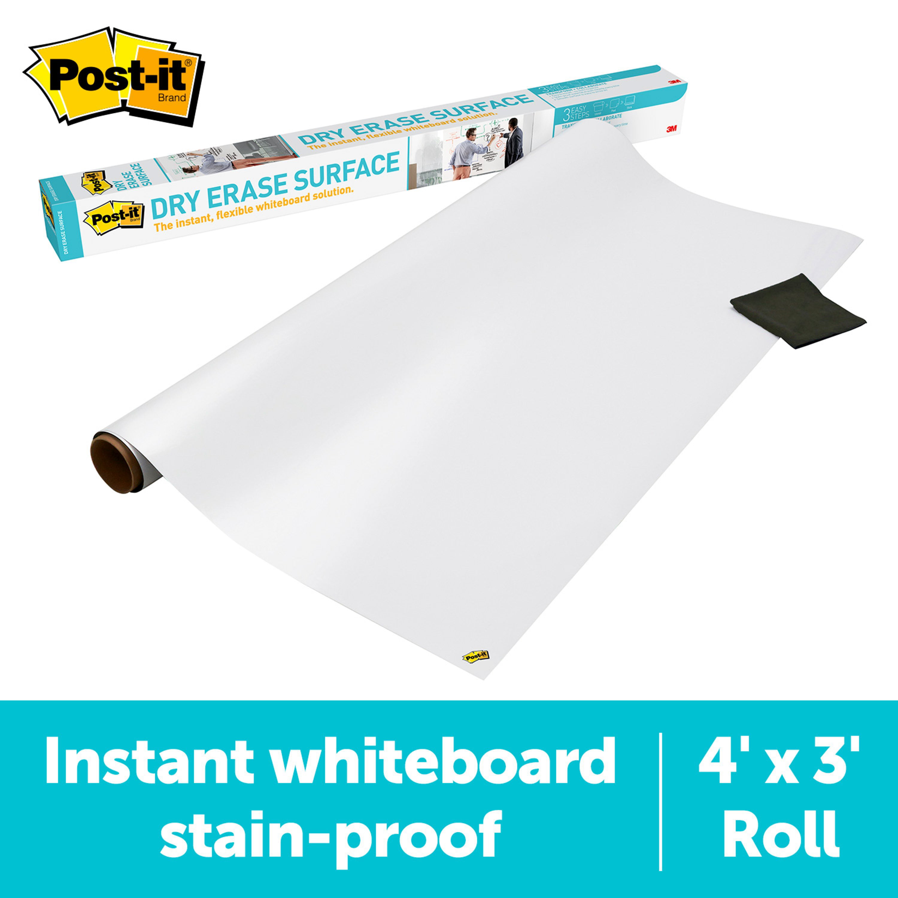 White 48 x 36 Dry Erase Film with Adhesive Backing