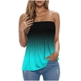 thumbnail image 2 of Homenesgenics Tank Tops for Women Plus Size Fashion Women's Summer Casual Gradient Printed Pleated Strapless Bra Tank Tops Blue S, 2 of 5