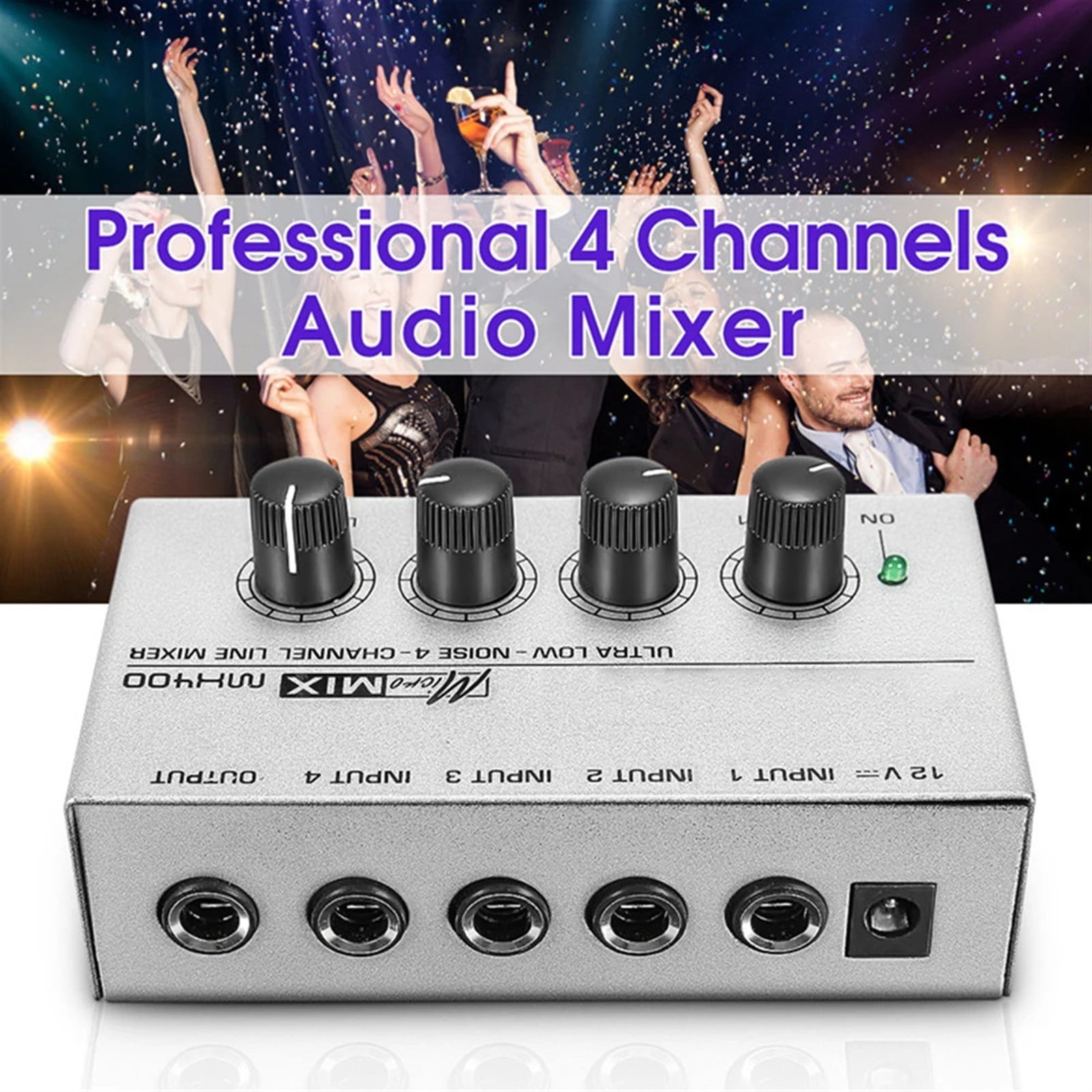 MX400 Sound 4 Channel Portable With Power Adapter Mini KTV Professional Family Au-dio Mixer Ultra Compact Mono Low Noise