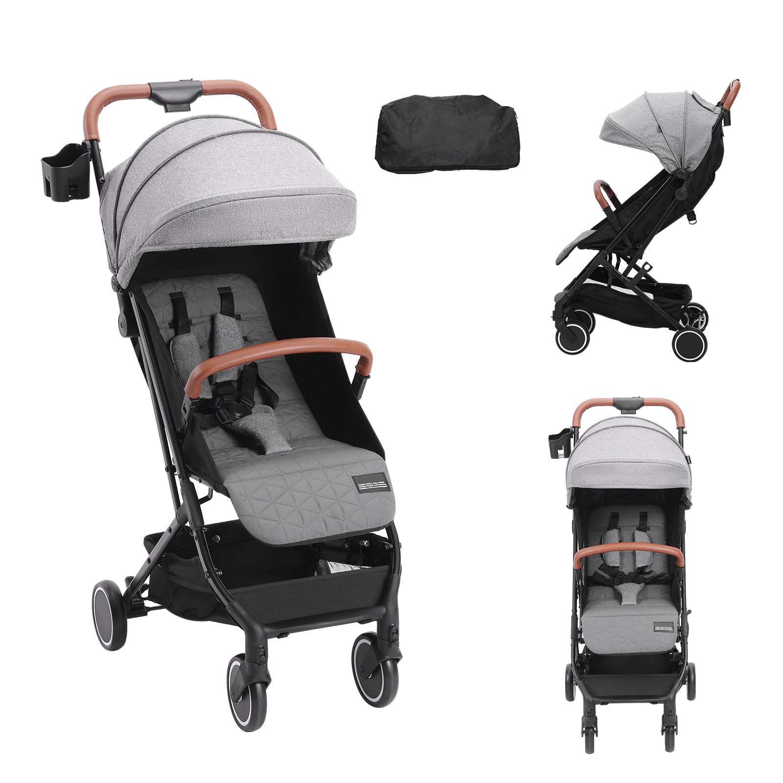 KFFKFF Baby Stroller, One-click Folding Umbrella Stroller Lightweight Travel Stroller for Newborn Baby, Black