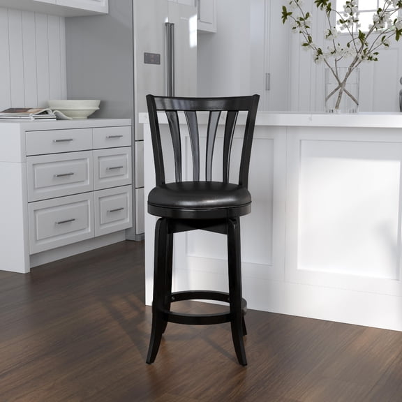Hillsdale Furniture Savana 25.5" Wood Upholstered Counter Height Swivel Stool, Black