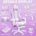 thumbnail image 6 of Huracan Cute Bunny Ears Gaming Chair with Footrest, Ergonomic High Back Office Gamer Chair, Massage Computer Game Chair with Lumbar Support for Adults,LightPurple, 6 of 7