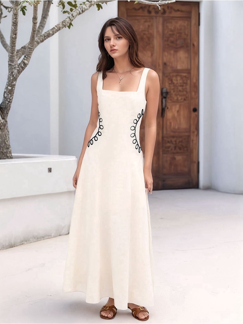 long spaghetti strap bodycon dress Women Spaghetti Strap Bodycon Long Dress Milky White L
