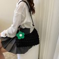 thumbnail image 1 of Bolsas De Hombro Bolsos de hombro para mujer, bolso de compras plisado informal, bolso para axila con bolas de masa hervida (negro), 1 of 6