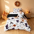 thumbnail image 3 of Homewish Halloween Wizard Cat Twin Comforter Sets, Spooky Animal Ghost Bedding Set, White Purple, Black Reversible, 2pcs 1 Comforter and 1 Pillowcase, 3 of 5