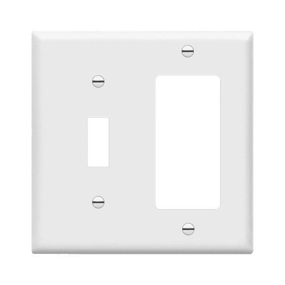 ENERLITES Decorator / Toggle Switch Combination Wall Plate, 2-Gang, Standard Size Outlet Cover, Unbreakable Polycarbonate, White