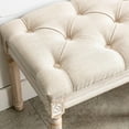 thumbnail image 5 of Tufted Dining Bench French Vintage Fabric Upholstered Wood Dining Room Bench Rustic Entryway Bench Bedroom End Bed Bench, Beige 48" Long, 5 of 13