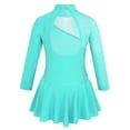 thumbnail image 2 of Sinleey Kids Girls Figure Ice Skating Mesh Splice Leotard Dress Dance Performance Costume Mint Green 12, 2 of 6