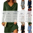 thumbnail image 3 of XRoczxe Women’s Solid Cowl Neck Long Sleeve Shift Dress, Casual Loose‑Fit Short Tunic Dress for Daily Wear, 3 of 5