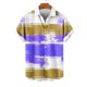 thumbnail image 4 of Blusa y camisa de manga corta con cuello vuelto para hombre, informal, a la moda, con estampado de bolsillo y botones, de poliéster., 4 of 5