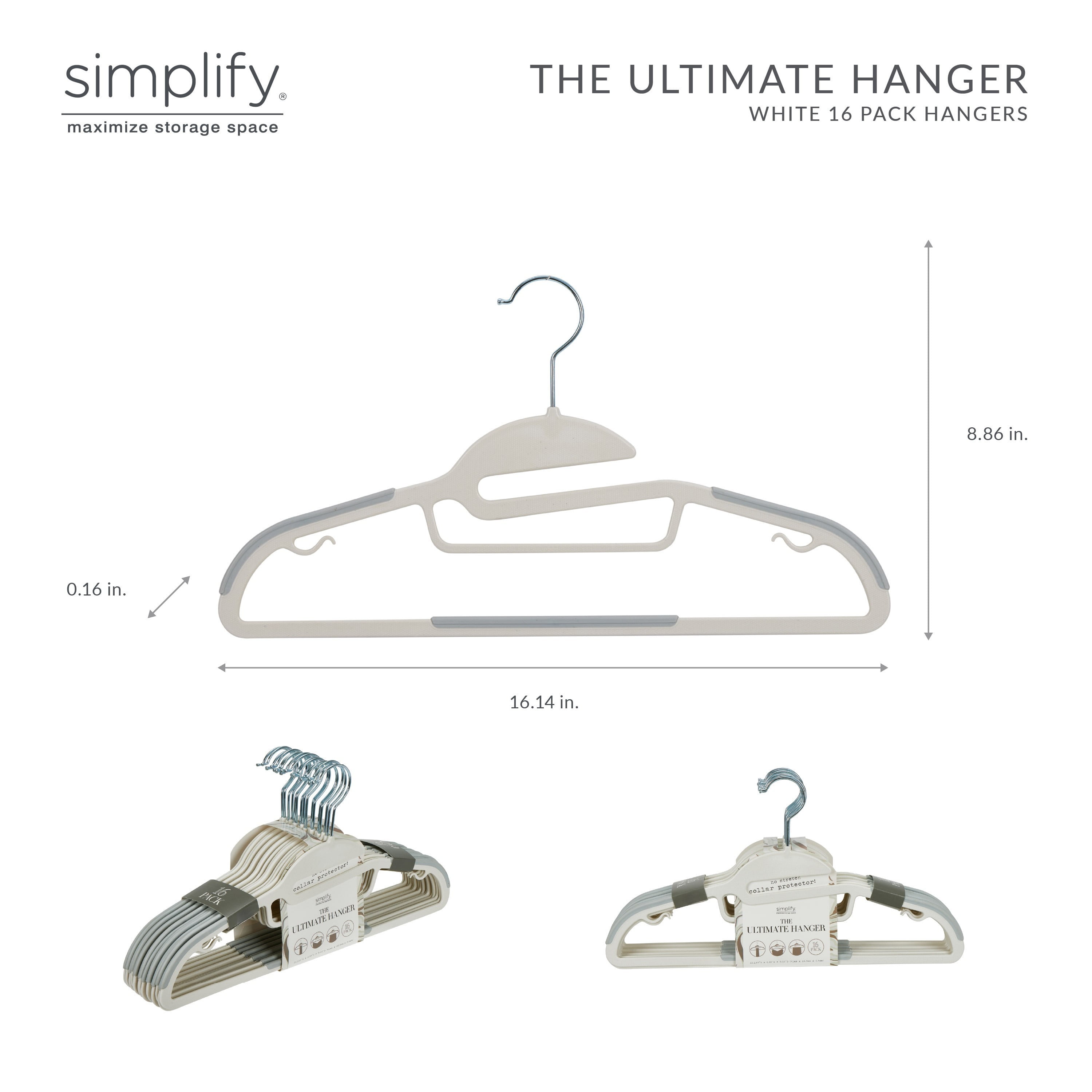Simplify 16 Pack Collar Saver Hangers in White