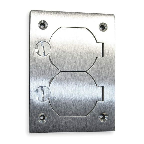 Hubbell Wiring Systems SA3825 Aluminum Round Floor Box Rectangle Duplex Flap Cover, 4-5/32" Length x 2-63/64" Width CA3