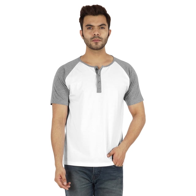 Inkmeso Short Raglan Sleeve Cotton Lightweight Solid T-Shirts Classic Henley T-Shirt For Mens