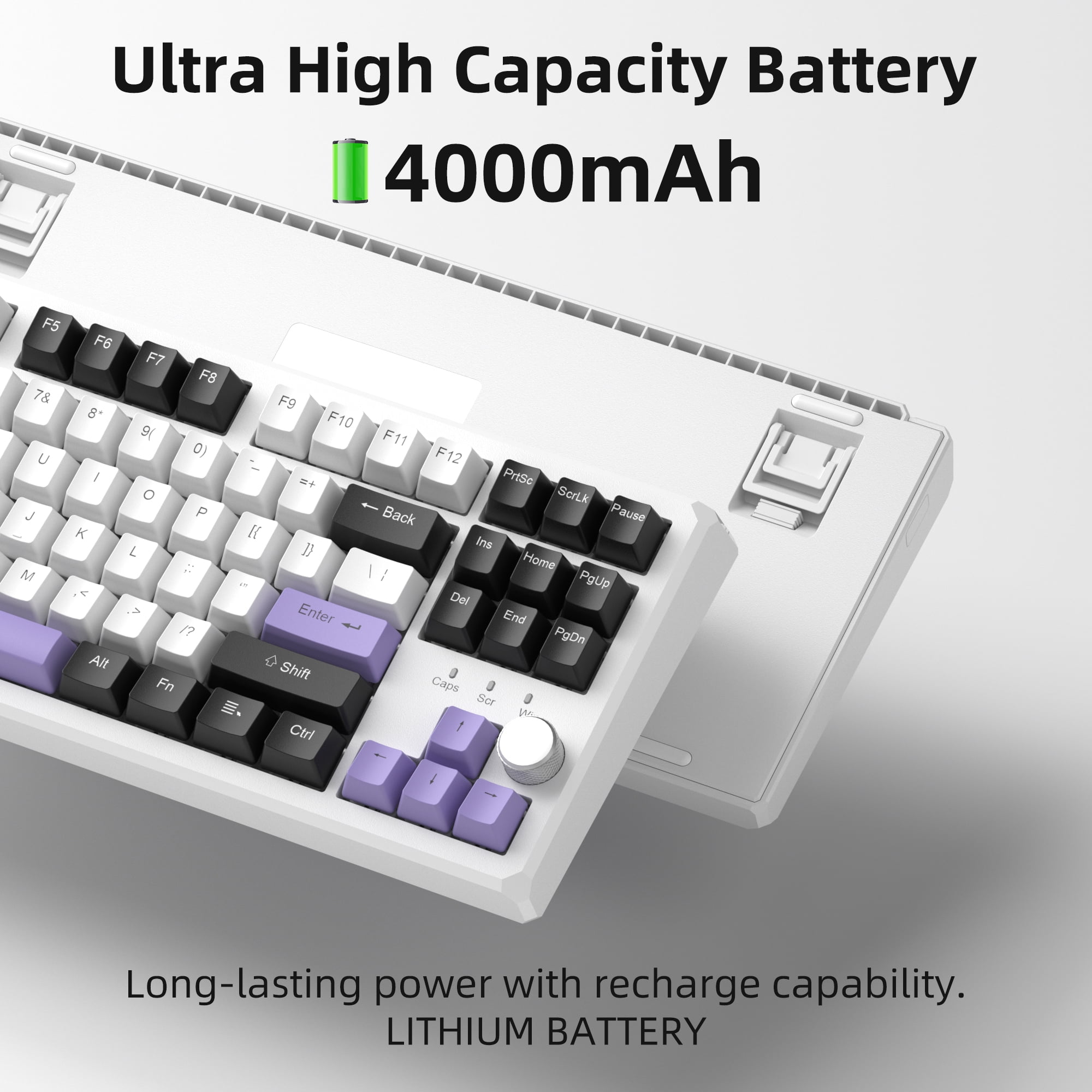 MageGee SKY87 Mechanical Wireless Keyboard Gasket 2.4G/USB/Bluetooth Rgb Pbt Side-Printed Hot Swap Custom Keyboard with Knob