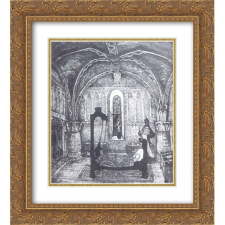 Nicholas Roerich 2x Matted 20x22 Gold Ornate Framed Art Print 'Maleine's room'