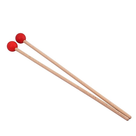 mmirethe 2 Pack Long Drumsticks With Color Rubber Head Marimba Sticks