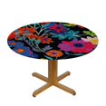 thumbnail image 3 of Nawypu Round Elastic Table Cover with Elastic Edge Flower Floral Asters Poppy Sunflower Round Elastic Table Cover Waterproof Spill ProofTable Cover for Kitchen Dining Room Patio Use, Washable, 3 of 7