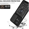 thumbnail image 5 of Phone Case for Motorola Edge 30 Fusion 5G,Military Grade Shockproof Heavy Duty Protective Slide Camera Lens Cover Finger Ring Kickstand Case for Edge 30 Fusion 5G/S30 Plus 5G 6.55'' SJ-Red, 5 of 8