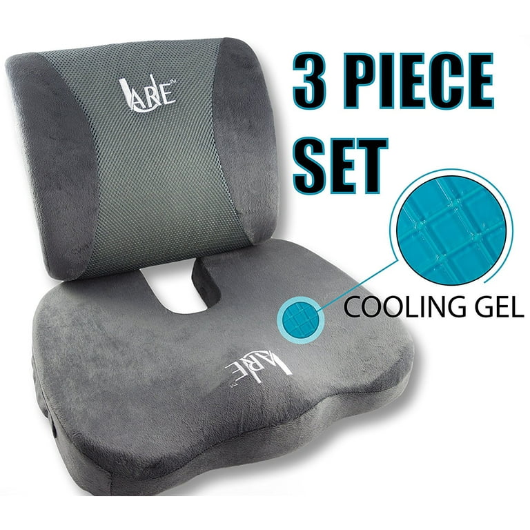 Gel Memory Foam Comfort Seat Cushion & Lumbar Support Pillow Set