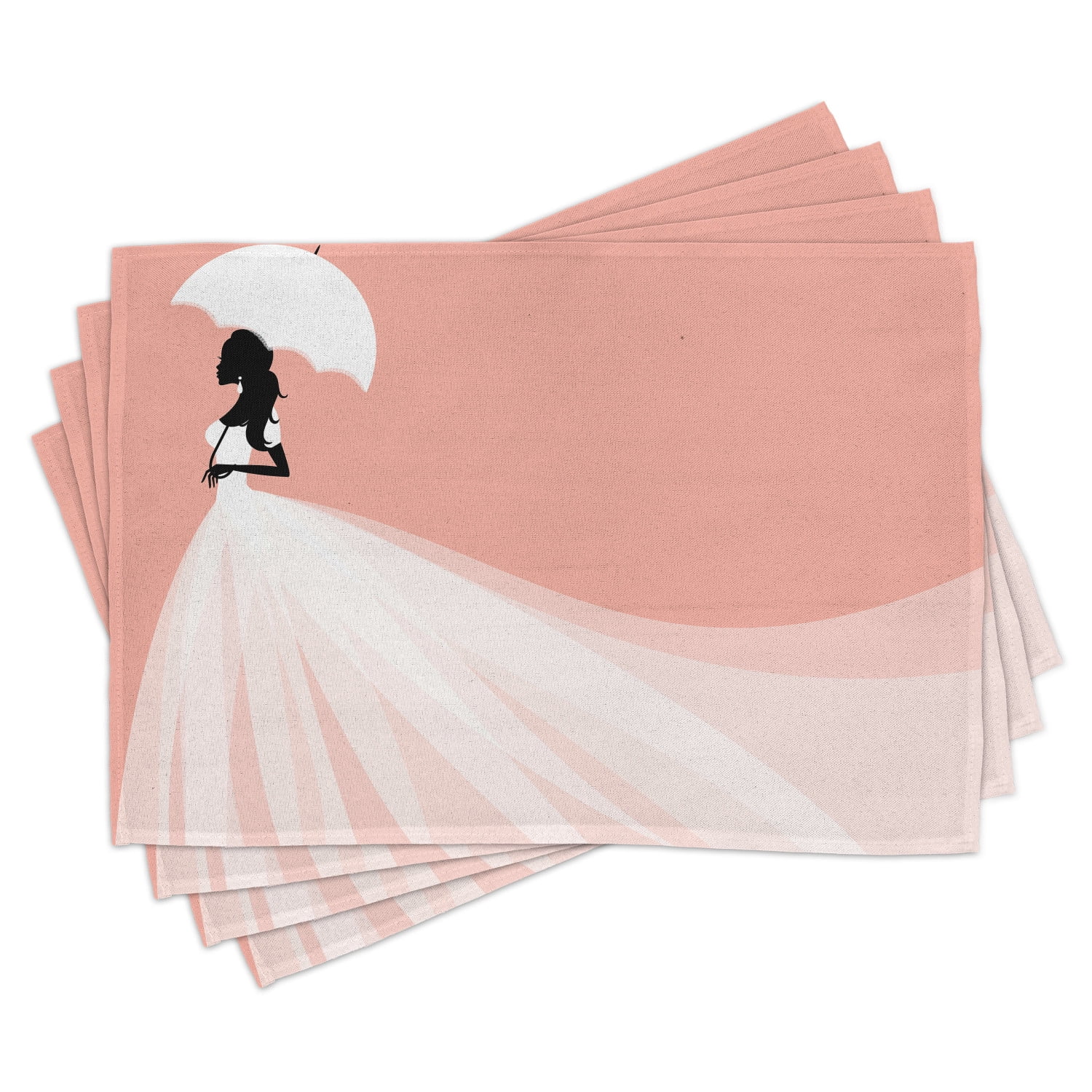 Bridal Shower Placemats Set of 4 Bride in Abstract Romantic Wedding