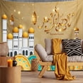 thumbnail image 4 of Tapiz para el hogar Eid Mubarak colgante de pared poliéster Castillo Luna mantel Eid Festival islámico decoración dormitorio sala de estar suministros D 200x150cm Sunnimix Tapiz de pared, 4 of 7