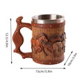 thumbnail image 4 of Taza Vikinga Medieval Taza de cerveza con diseño de caballo, jarra de cerveza decorativa, mitología nórdica, decoración gótica poética, 4 of 7