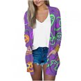 thumbnail image 2 of WXLWZYWL Womens Halloween Cardigan Plus Size Open Front Lightweight Pumkin Bat Spide Web Ghost Witch Print Blouse Cute Spooky Pattern Cardigans, 2 of 6