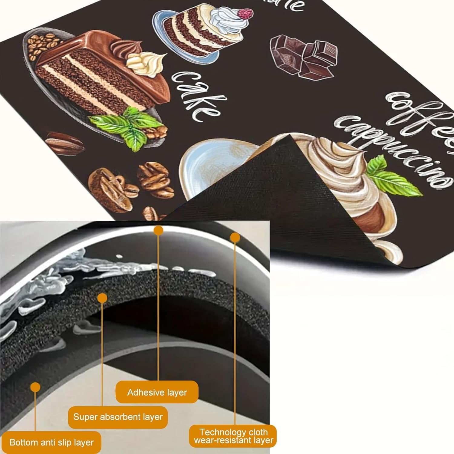 Stove Top Covers for Electric Stove 28x20 Inch Countertop Protector Glass Top Stove Cover Heat Resistant RV Range Covers Dish Drying Mat Coffee Chocolate Cake Design