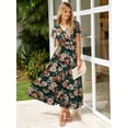 thumbnail image 4 of Vestido largo Simplee Apparel, chifón floral, verde verano, XL, 4 of 7