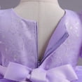 thumbnail image 6 of Haitryli Toddler Baby Girls Sequins Princess Dress Puff Sleeve Tulle Pageant Dress Birthday Baptism Gown Purple 2-3, 6 of 7