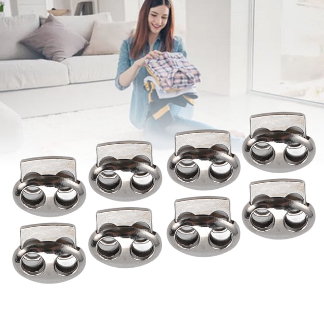 30pcs Metal Cord Lock End Toggle, Double Hole Spring Stopper Fastener Slider Toggles End For Drawstring Clothing Shoelaces Backpack Lanyard